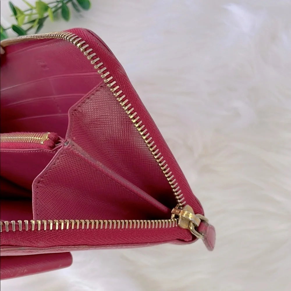 Prada Pink Leather‎ Zippy Long Wallet with Bow